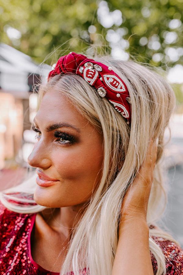 Team Spirit Embellished Headband In Wine Product Image