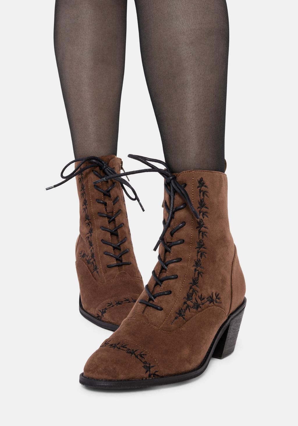 Lilith Suedette Embroidered Boots Product Image
