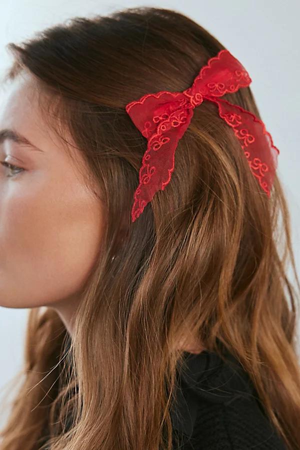 Printed Lace Hair Bow Clip Set Womens at Urban Outfitters Product Image