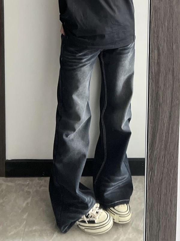 Washed High Waist Dangle Boyfriend Jeans Product Image