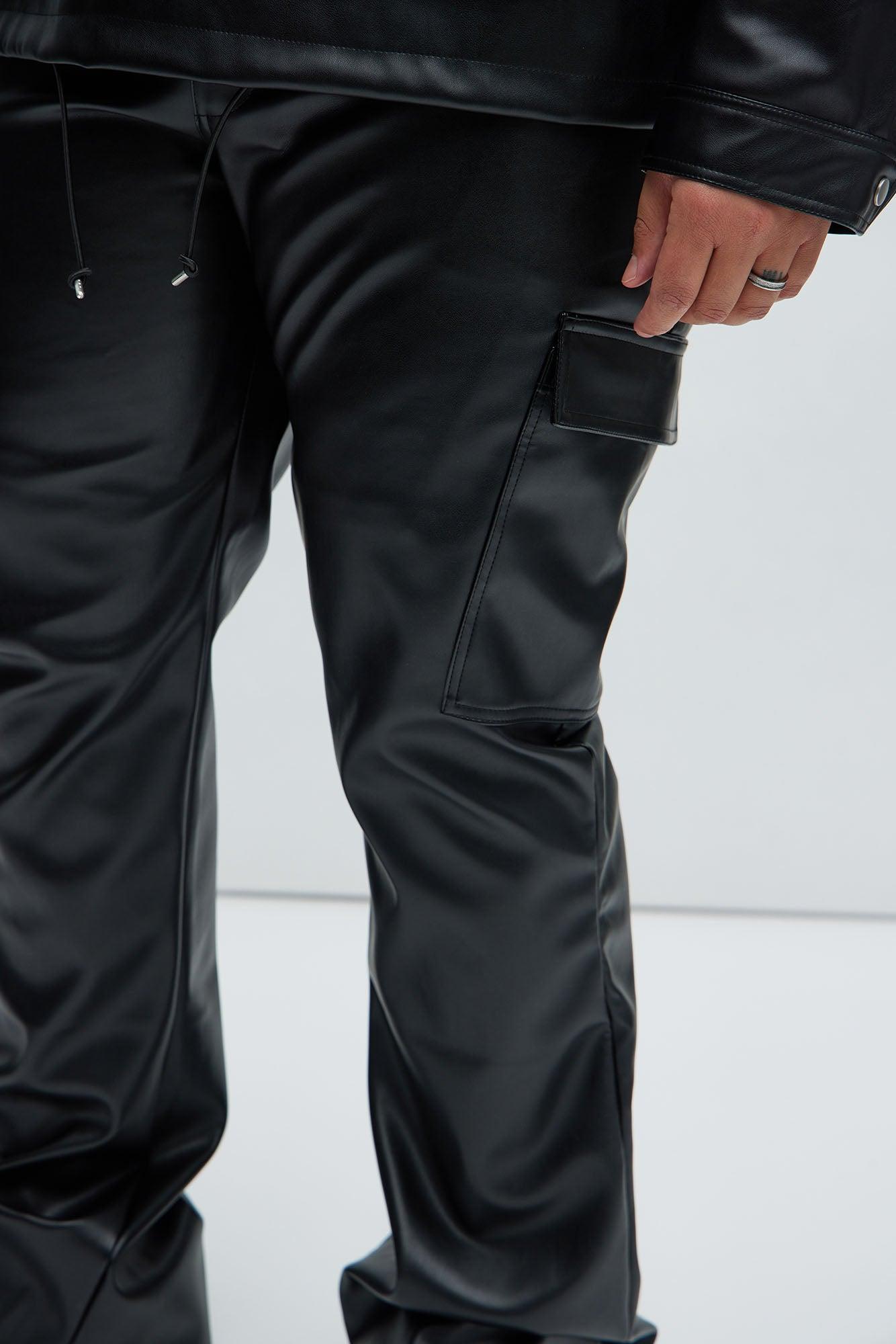 Royce Slim Faux Leather Pants - Black Product Image