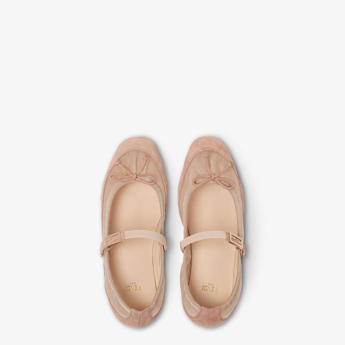 BaguettePink suede and mesh ballet flats Product Image