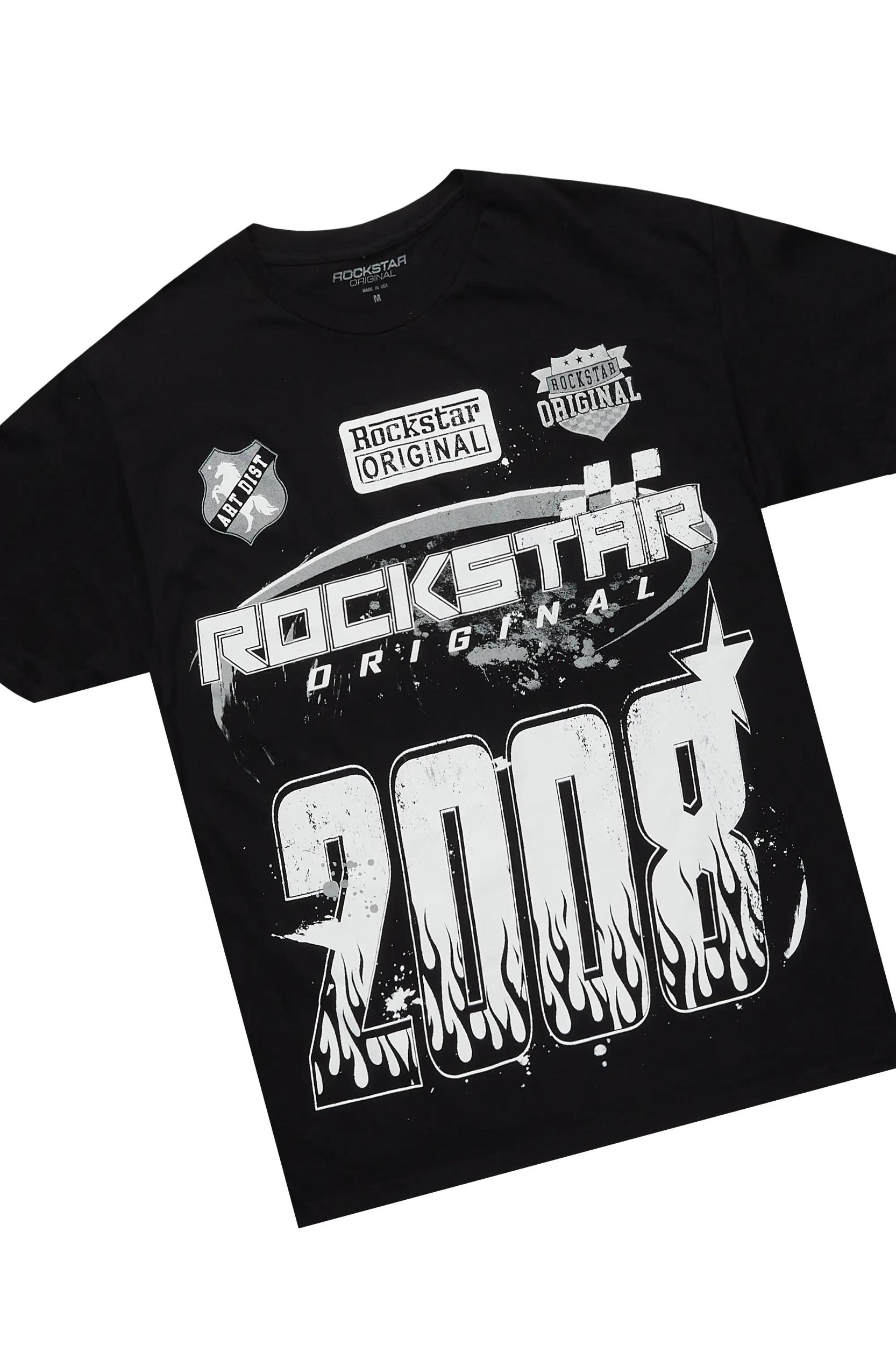 Amos Black Graphic T-Shirt Short Set Male Product Image