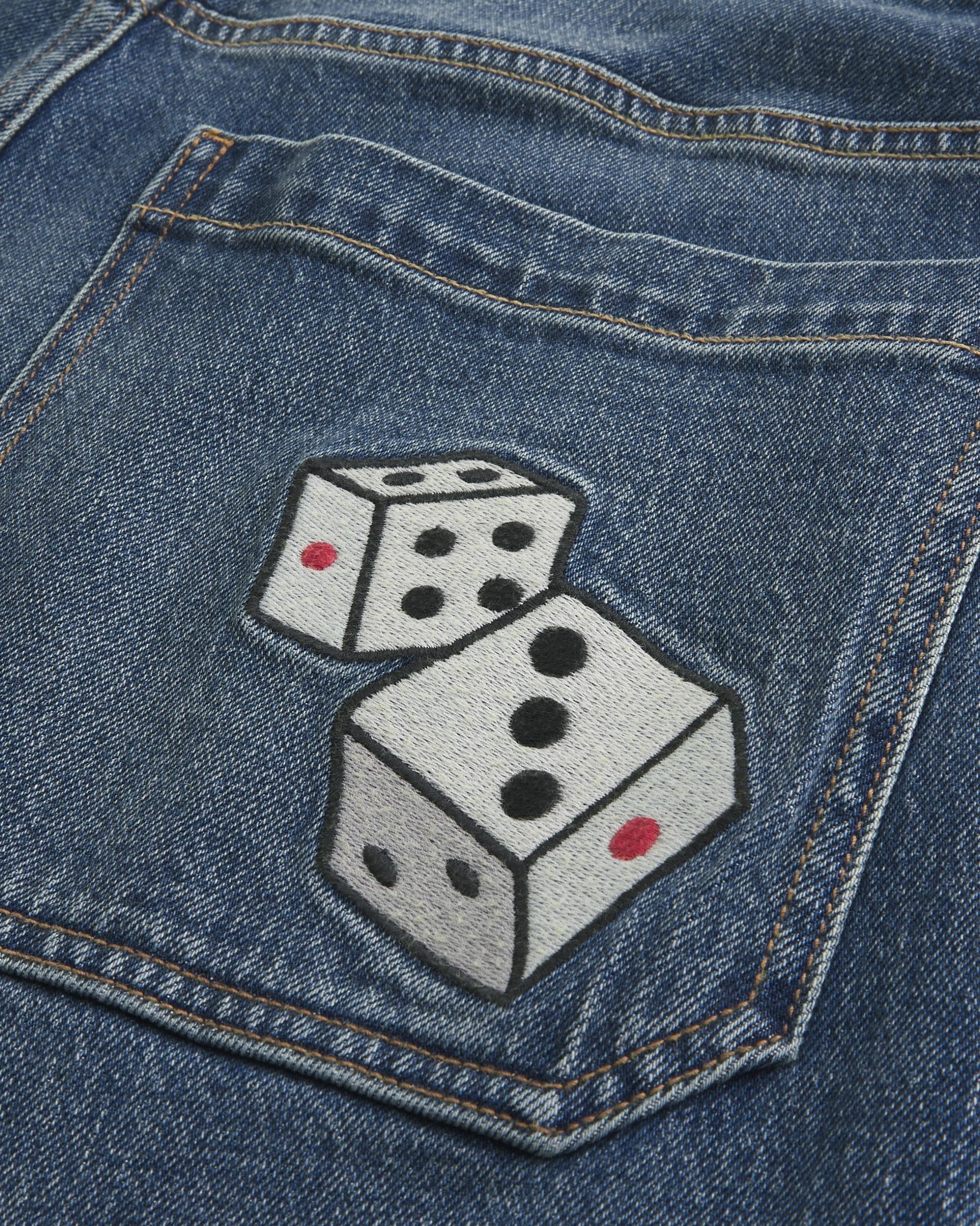 Dark Wash Dice Graphic Super Baggy Jeans Product Image