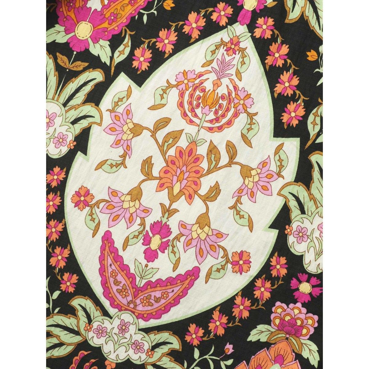 Plus Size Floral Print Ruffled Sleeve V-Neck Midi Dress Black Women Boho V-neck Cap Sleeve Curvy BloomChic 10/M Product Image