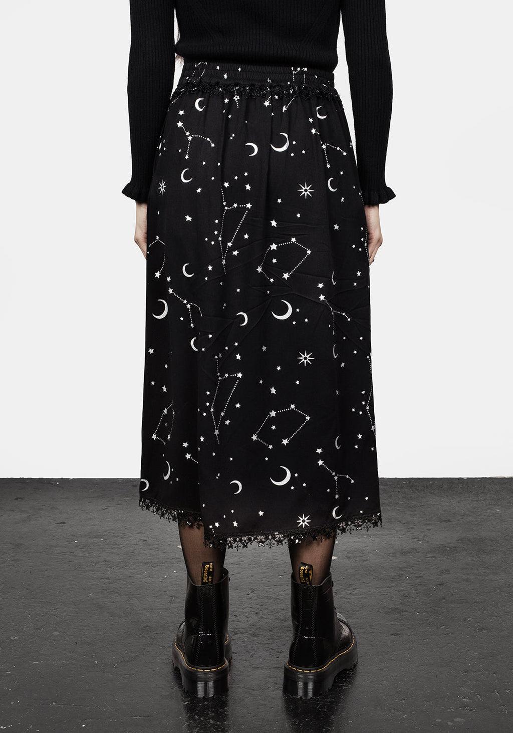 Silver Celestial Print Double Split Skirt Product Image