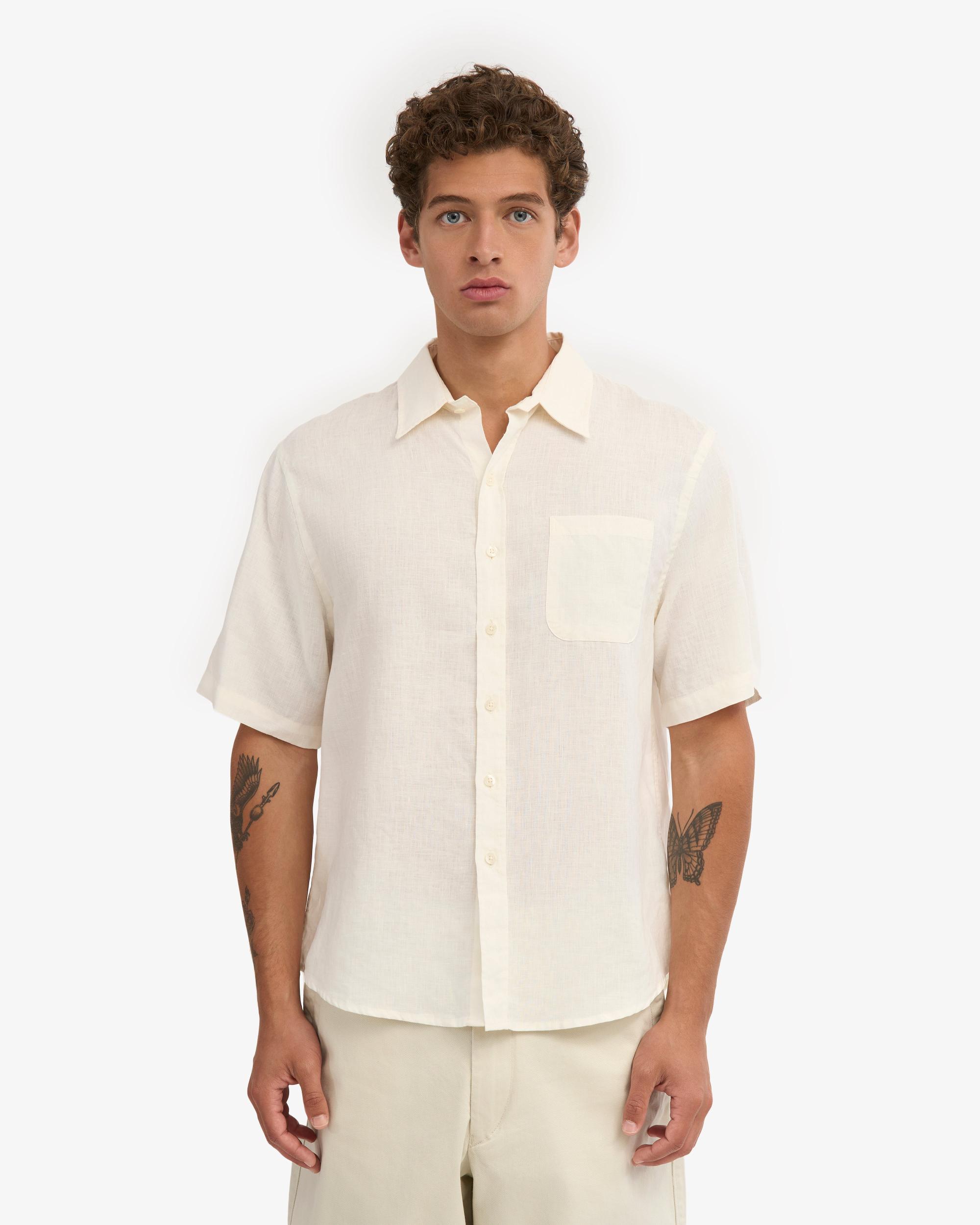 Linen SS Shirt - Ivory White Product Image