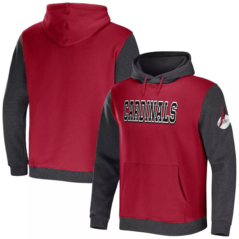 Men's NFL x Darius Rucker Collection by Fanatics Cardinal/Charcoal Arizona Cardinals Colorblock Pullover Hoodie,  Product Image