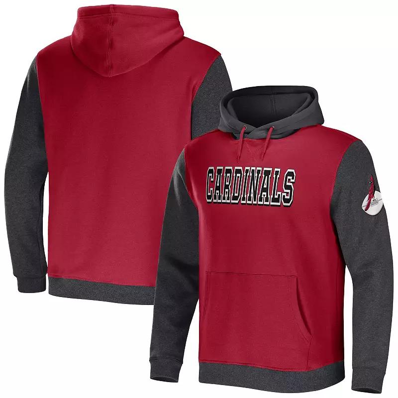 Men's NFL x Darius Rucker Collection by Fanatics Cardinal/Charcoal Arizona Cardinals Colorblock Pullover Hoodie,  Product Image