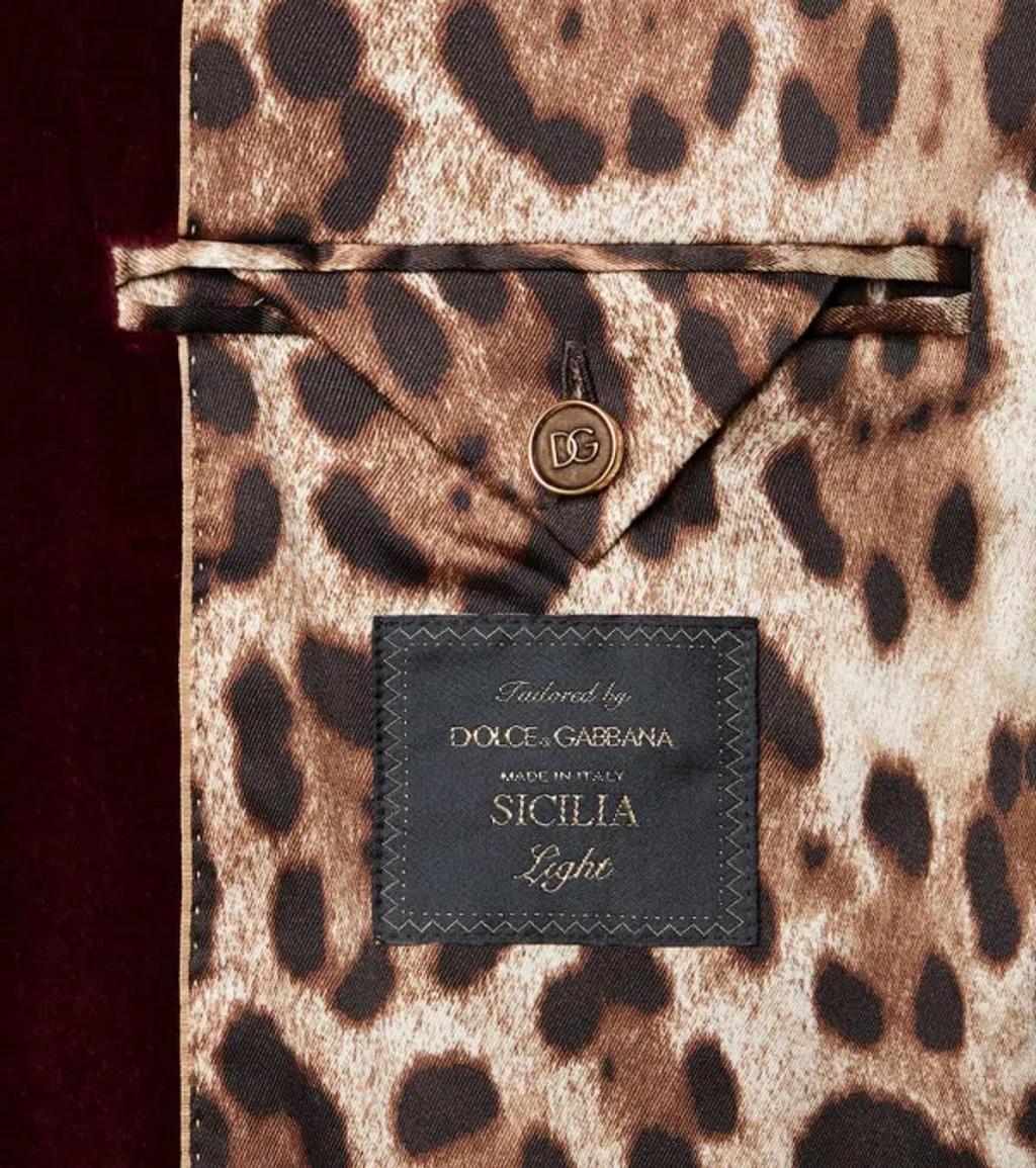 DOLCE & GABBANA Sicilia Velvet Double-breasted Blazer In Red Product Image