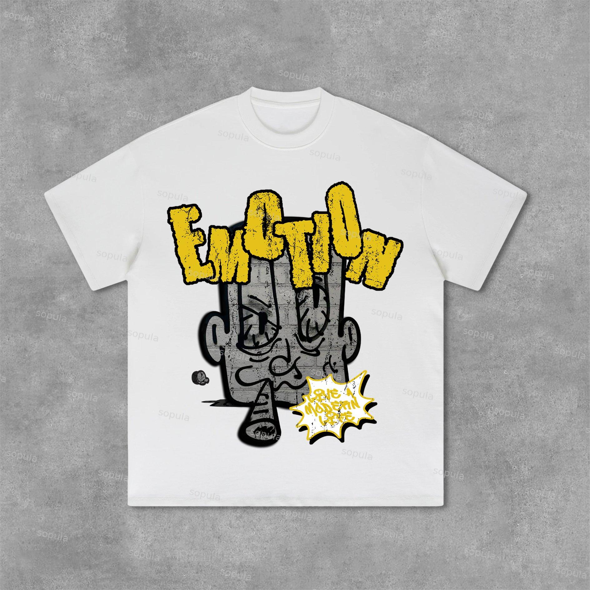 Sopula Cartoon Monster Graphic Print Cotton T-Shirt Product Image