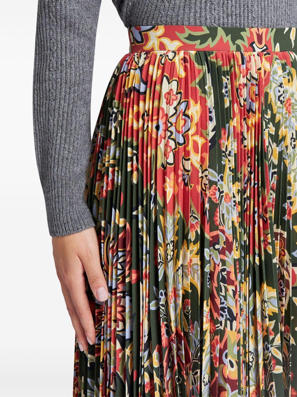 paisley-print pleated midi skirt Product Image