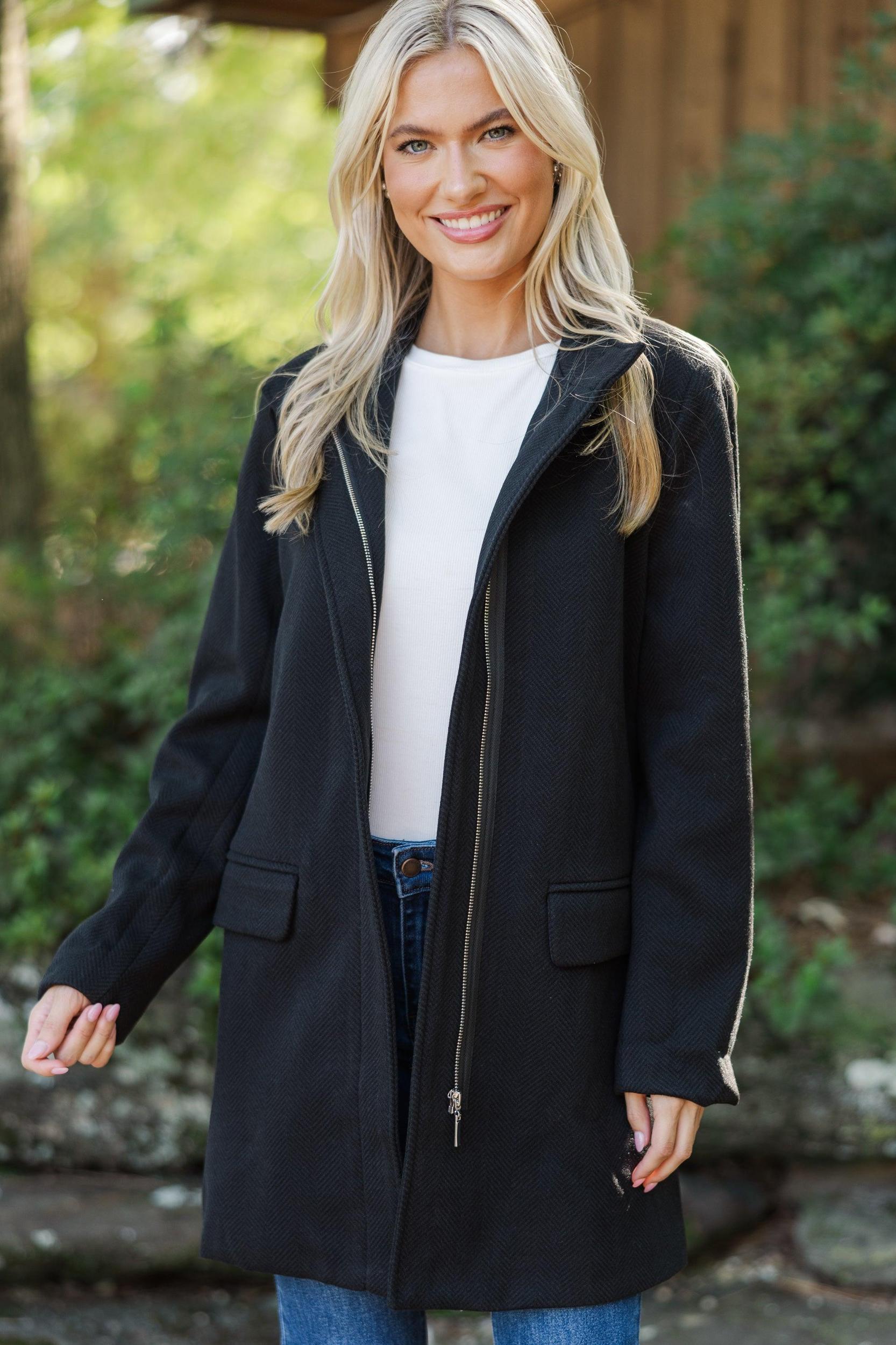 Do What You Love Charcoal Herringbone Coat Female Product Image