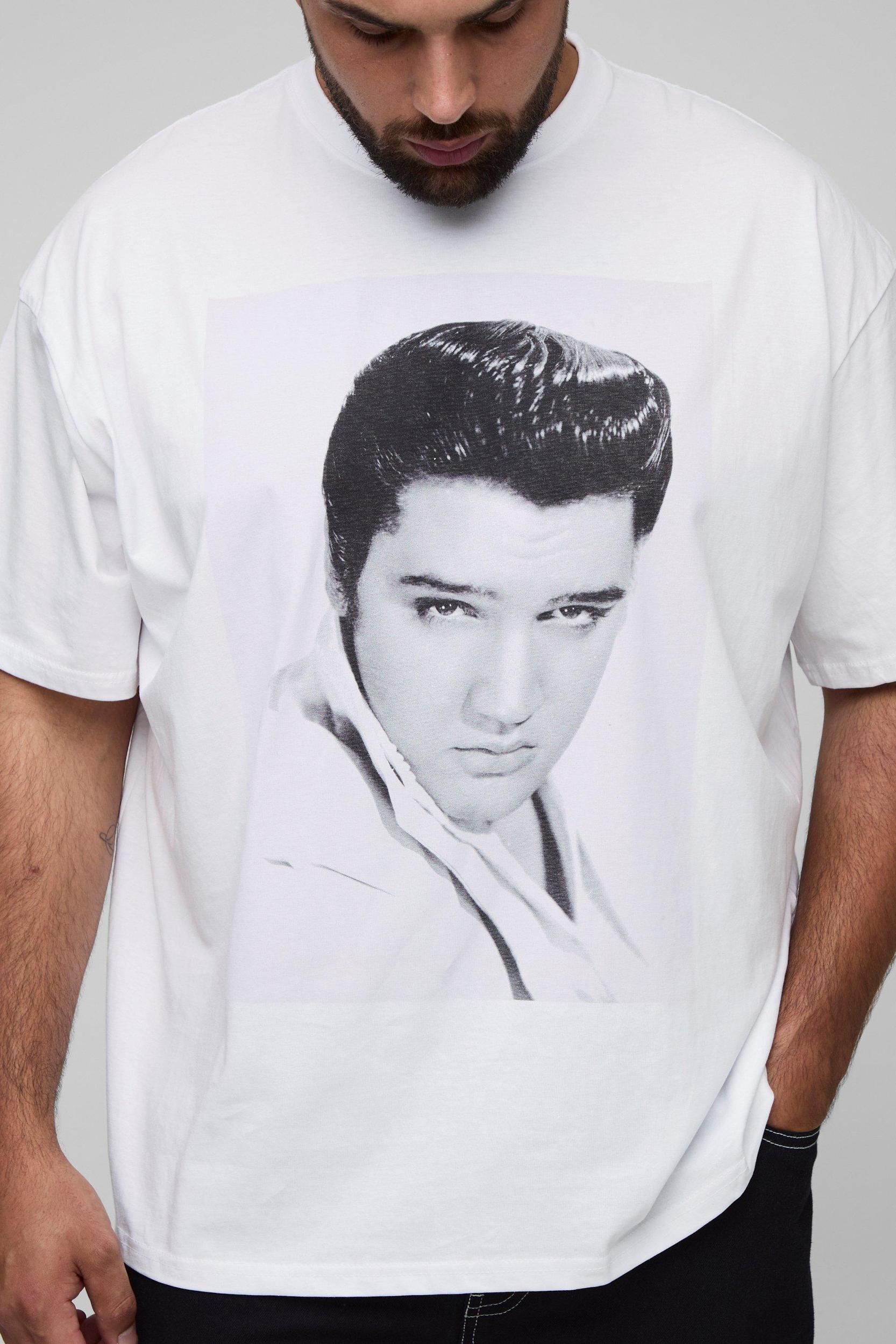 Plus Oversized Elvis Presley License Print T-Shirt | boohooMAN USA Product Image