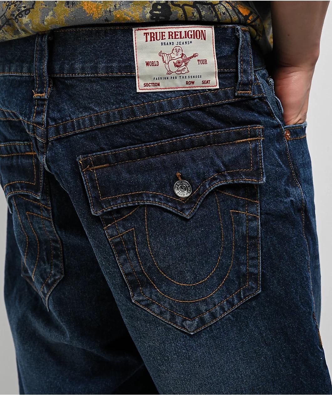 True Religion Bobby Dark Blue Relaxed Baggy Denim Shorts Product Image