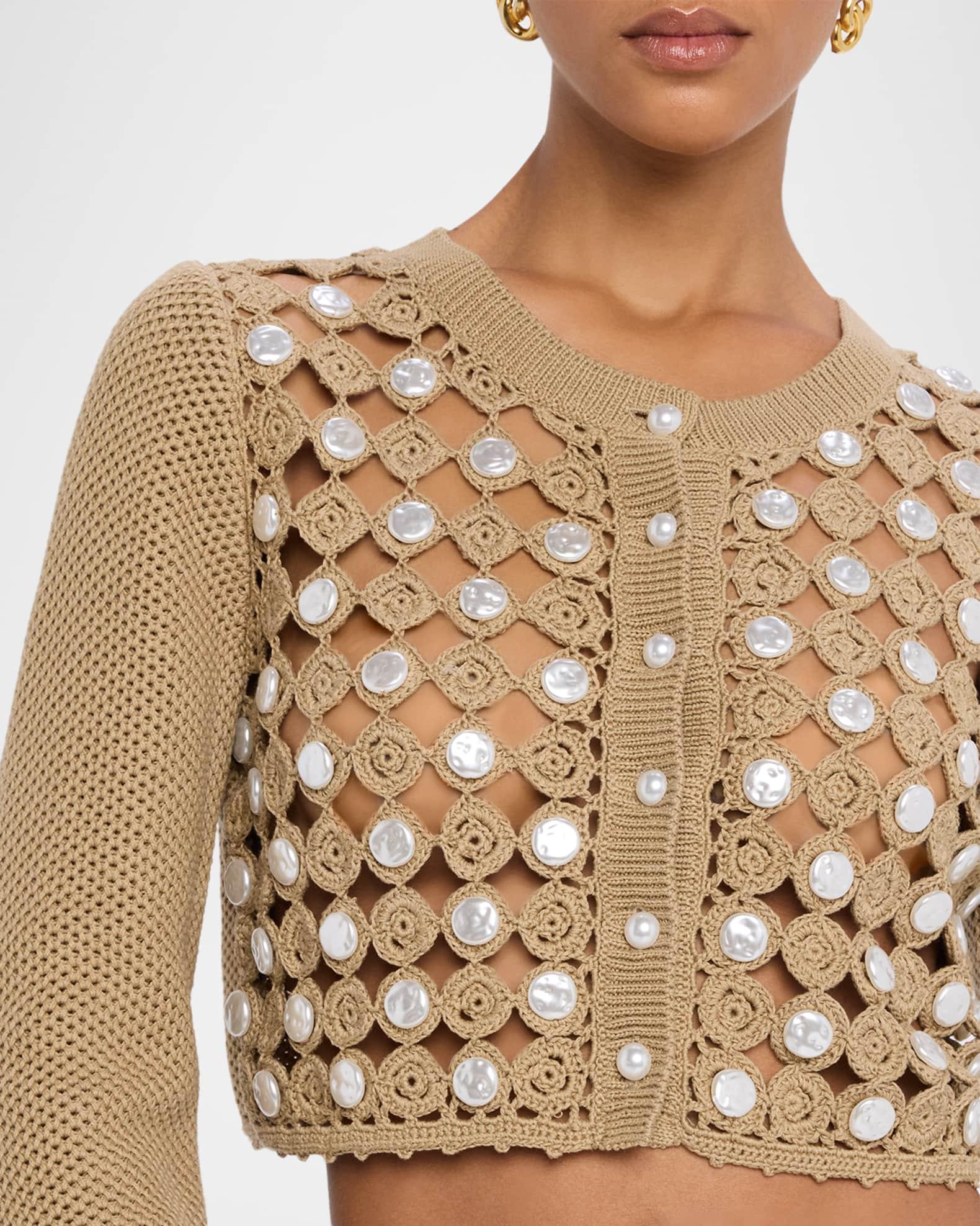 Noah Open-Knit Cropped Cardigan Product Image