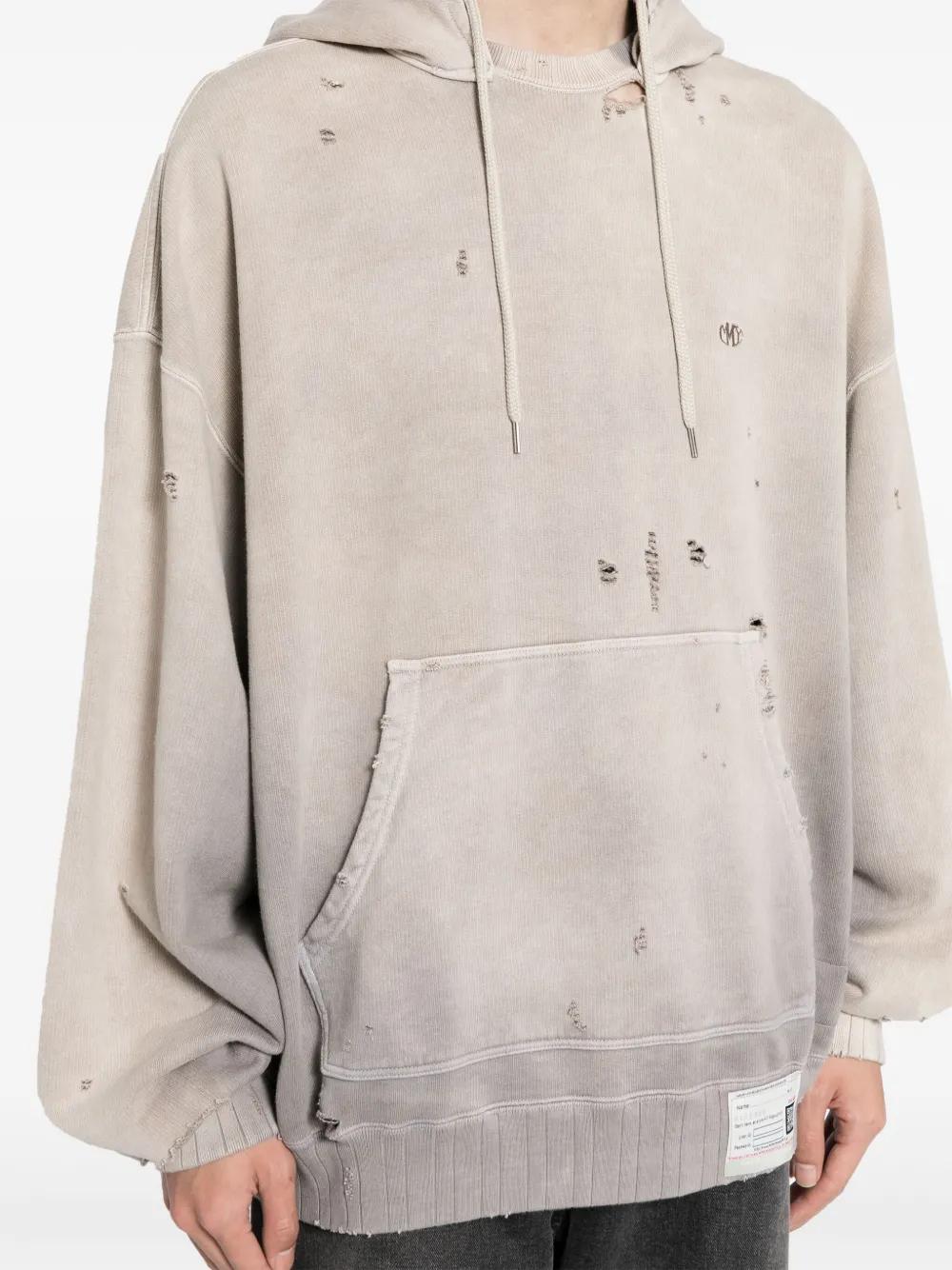 distressed-effect cotton hoodie Product Image