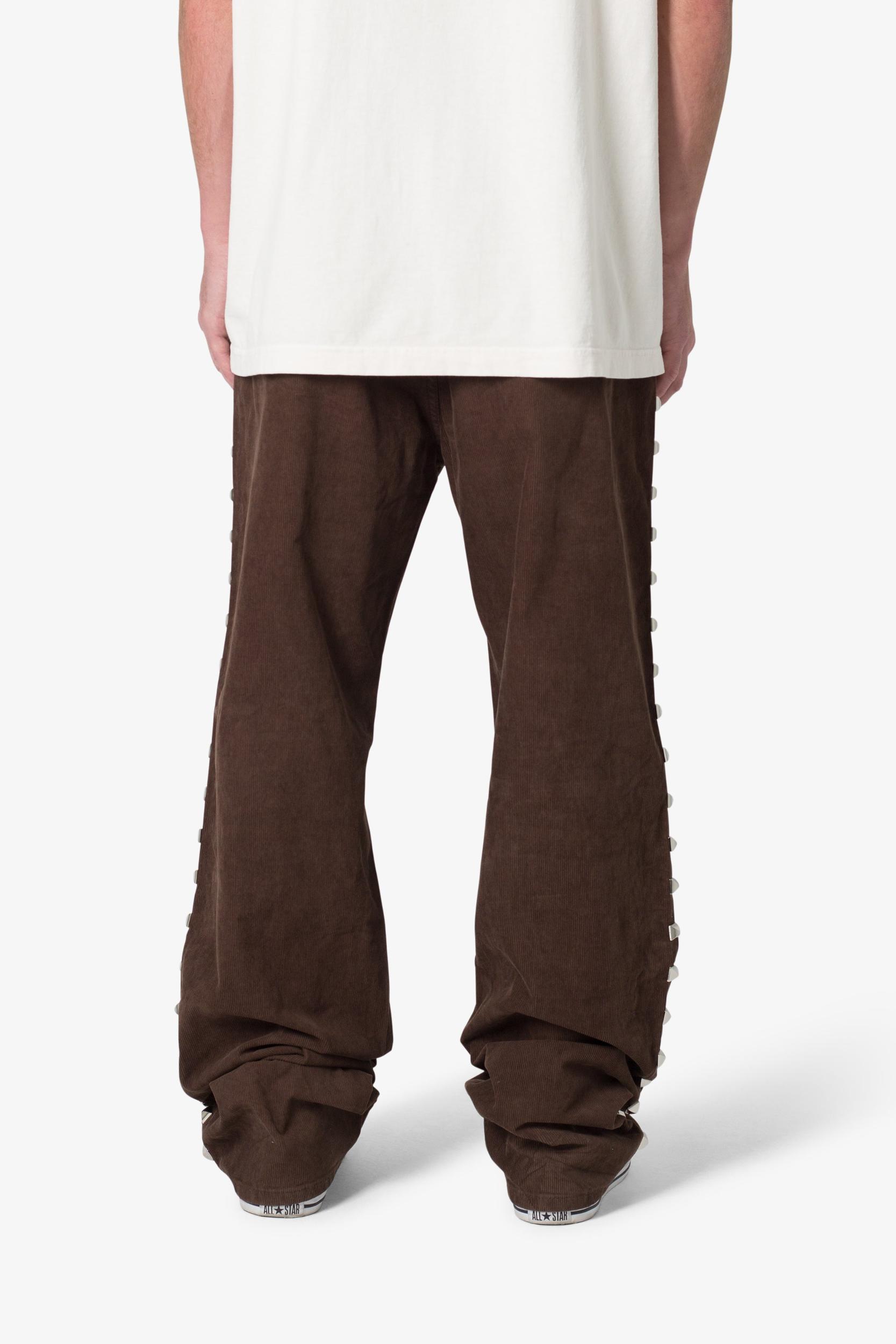 Ultra Baggy Studded Corduroy Pants - Brown Product Image