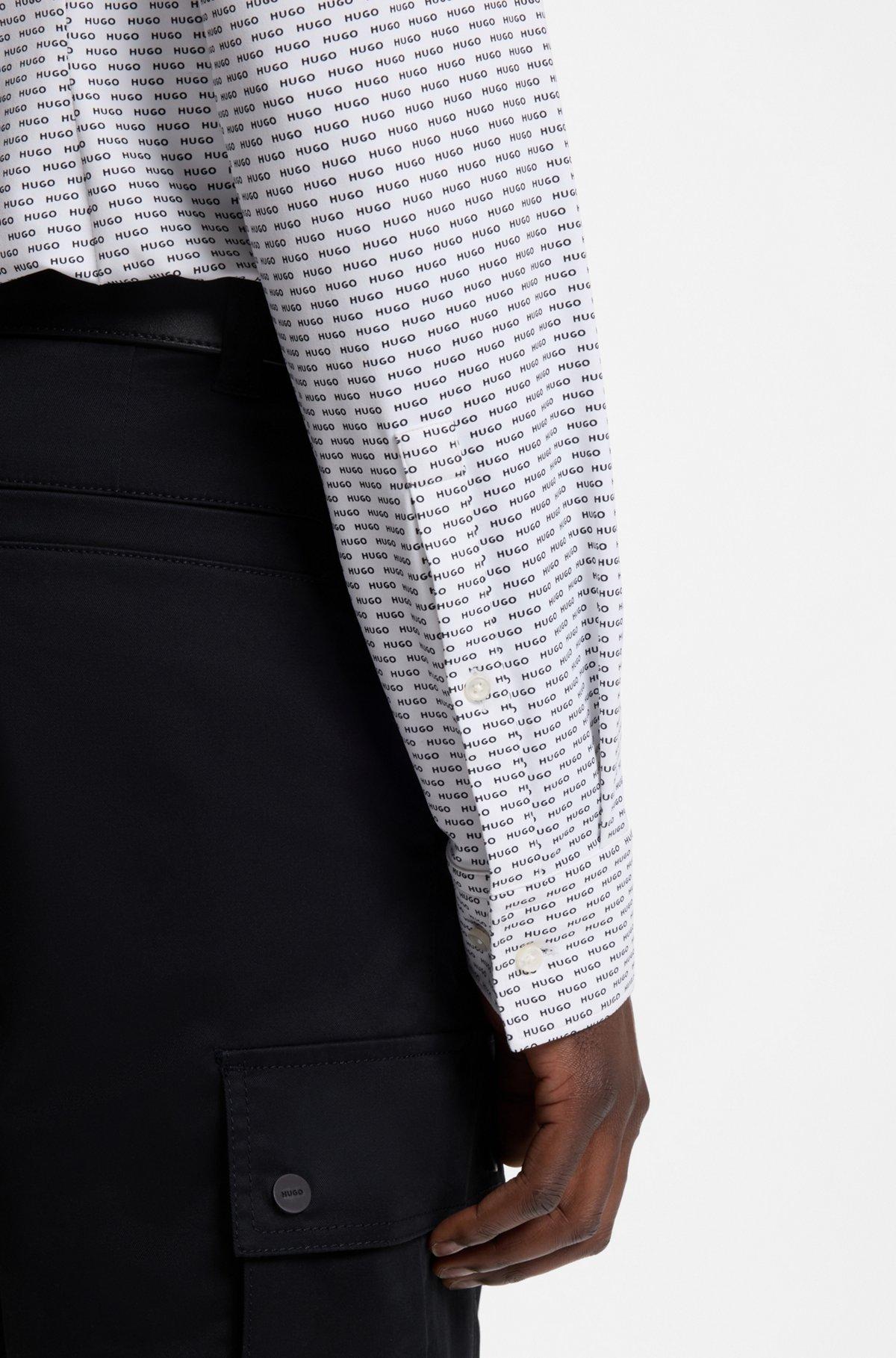 Printed slim-fit shirt in stretch jersey Product Image
