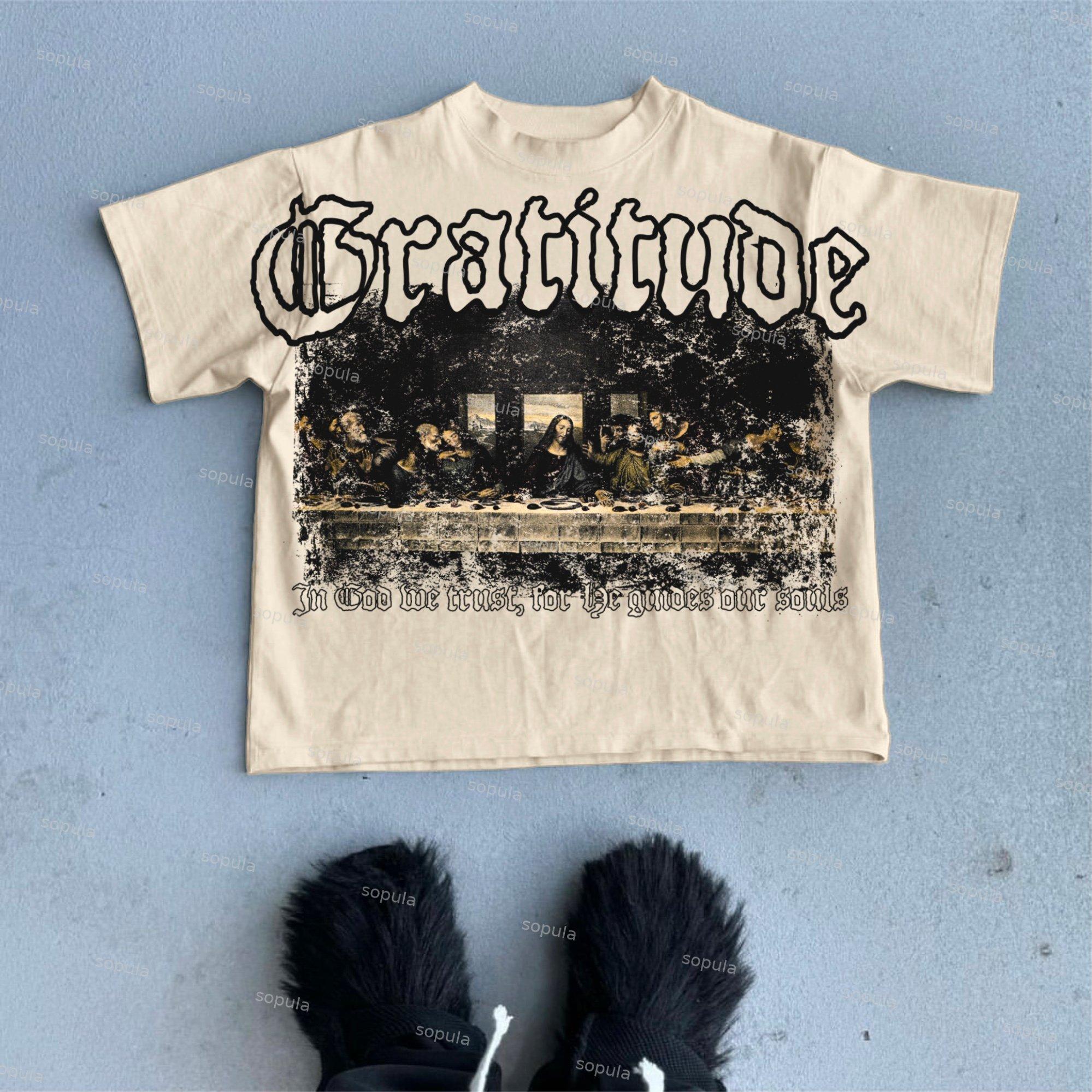 The Last Supper Vintage Graphic Print Cotton T-Shirt Product Image