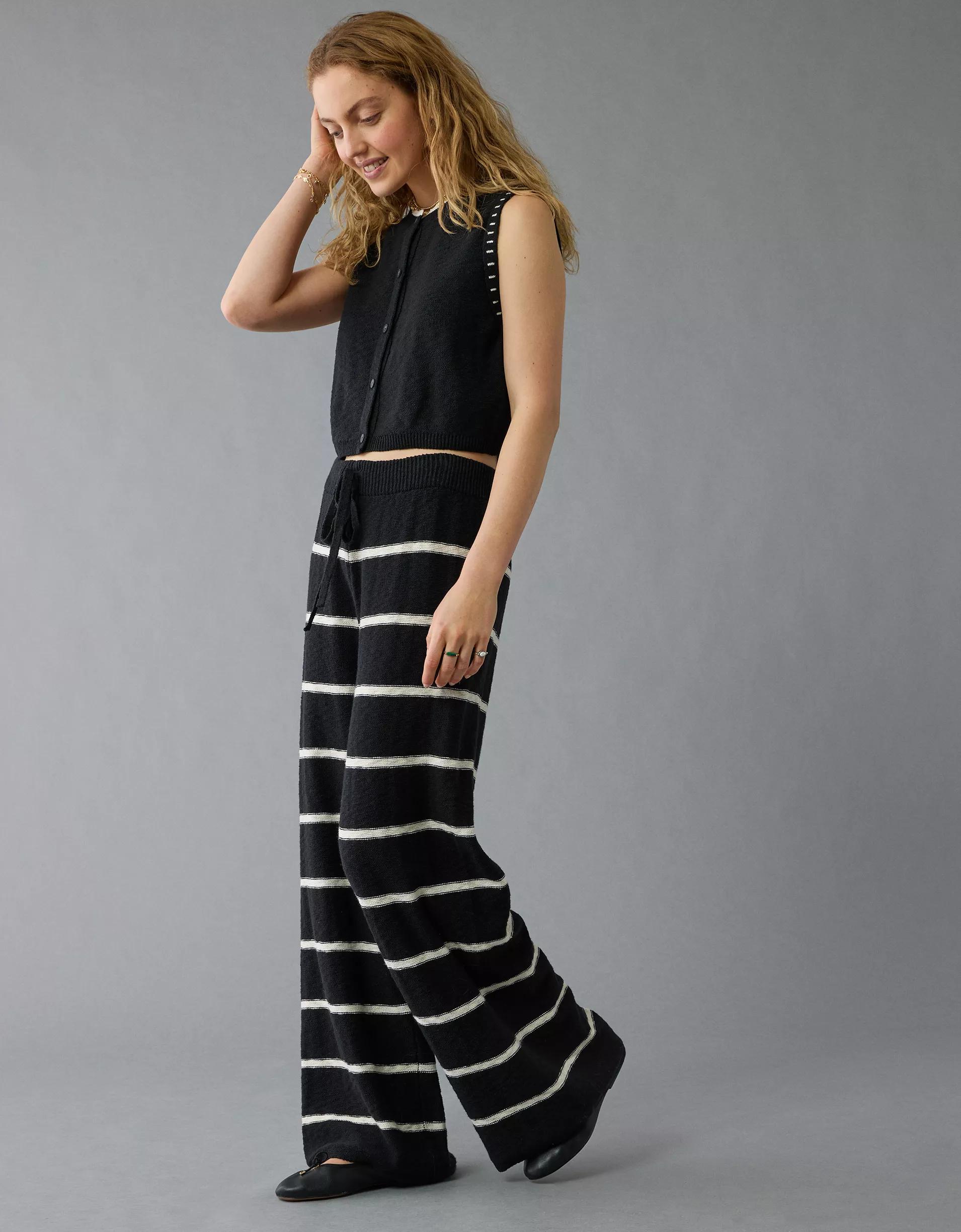 AE Knit Wide-Leg Striped Pant Product Image