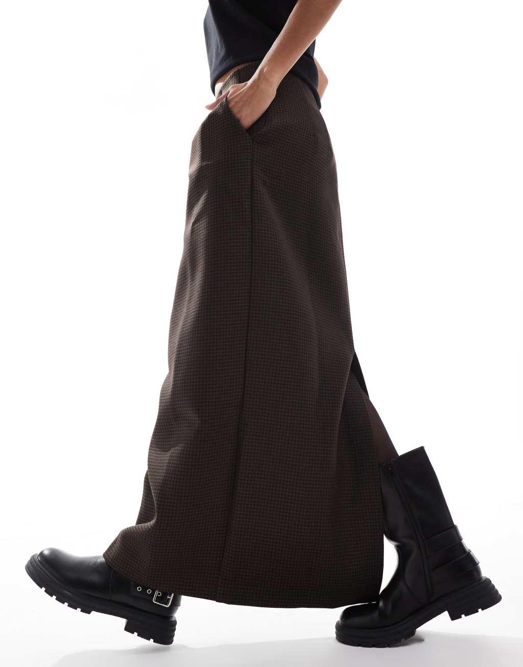 Scalpers choussy skirt in brown check   Product Image