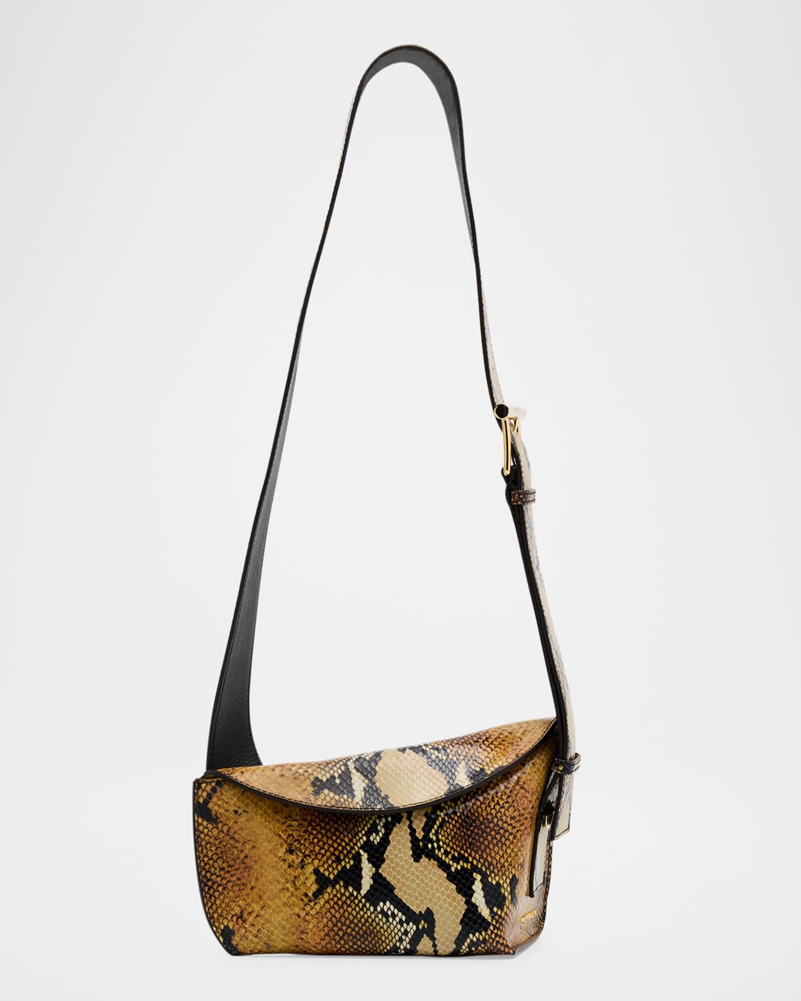 Python-Embossed T-Bar Sling Shoulder Bag Product Image