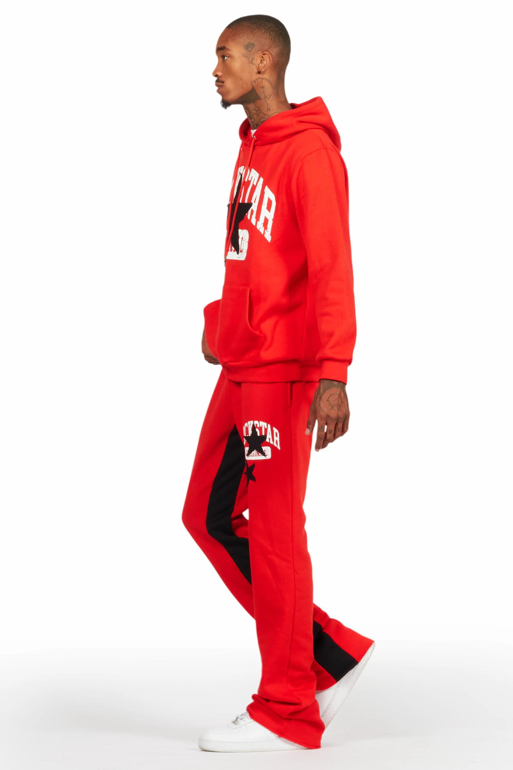 Mallor Red Baggy Stacked Hoodie Track Set Male Product Image