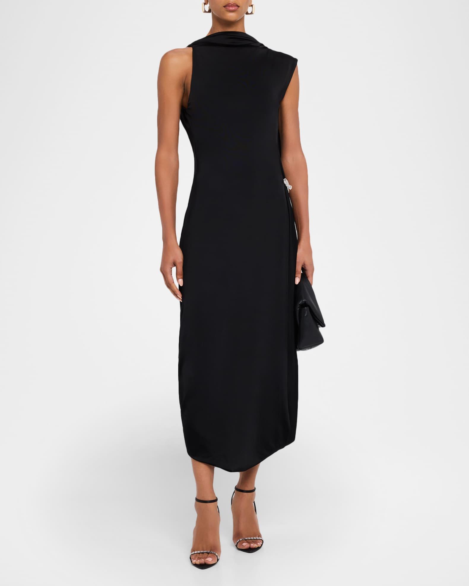 Sleeveless Twisted Drape Backless Midi Dress Product Image