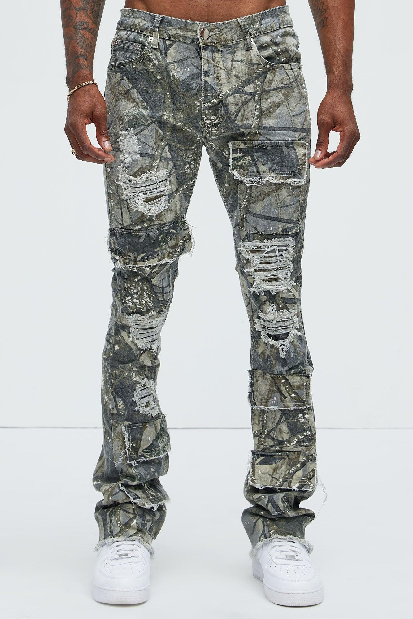 Get Started Cargo Stacked Skinny Flare Pants - Grey/combo Product Image