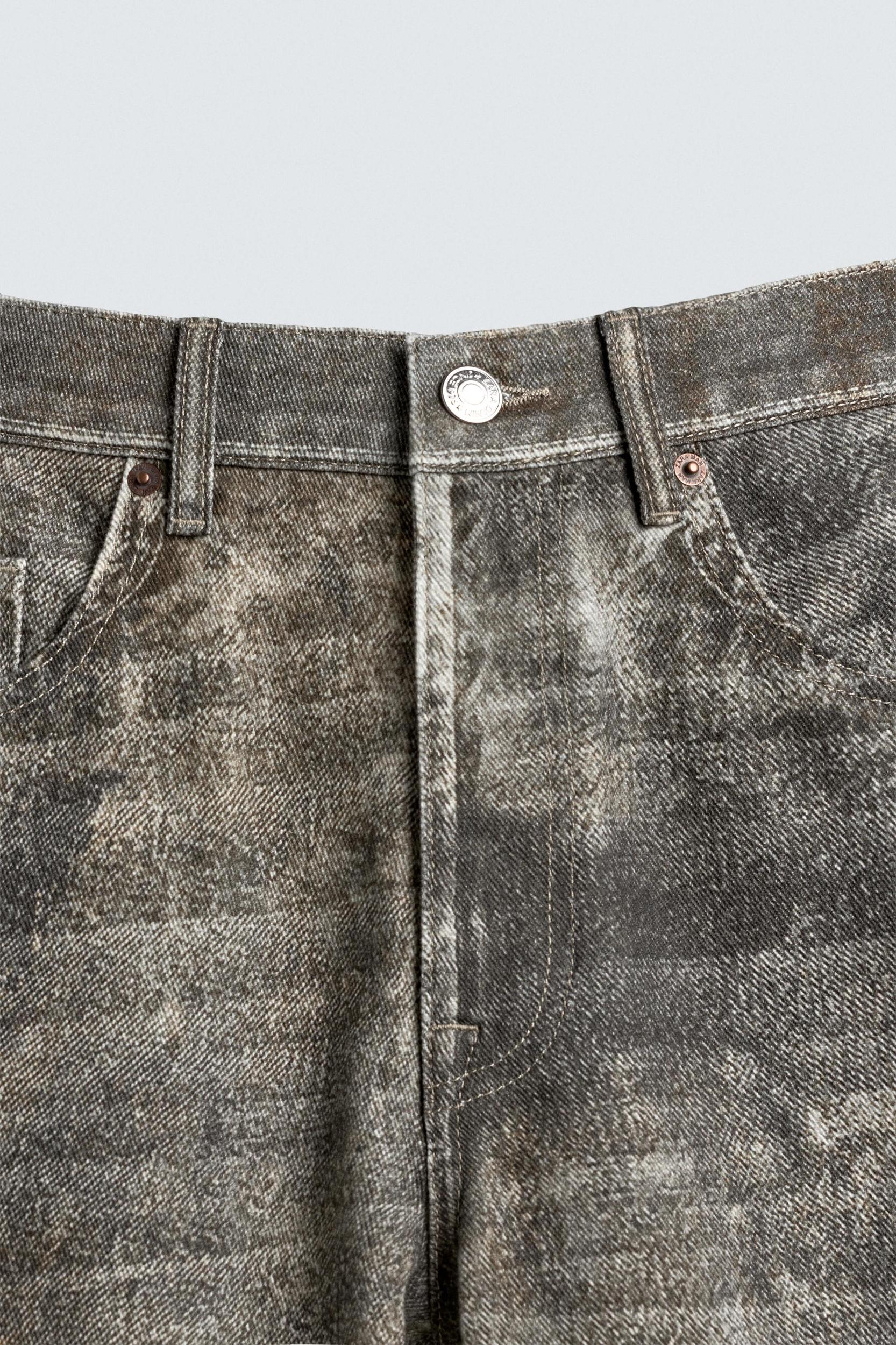 ABSTRACT PRINT BAGGY FIT DENIM SHORTS Product Image