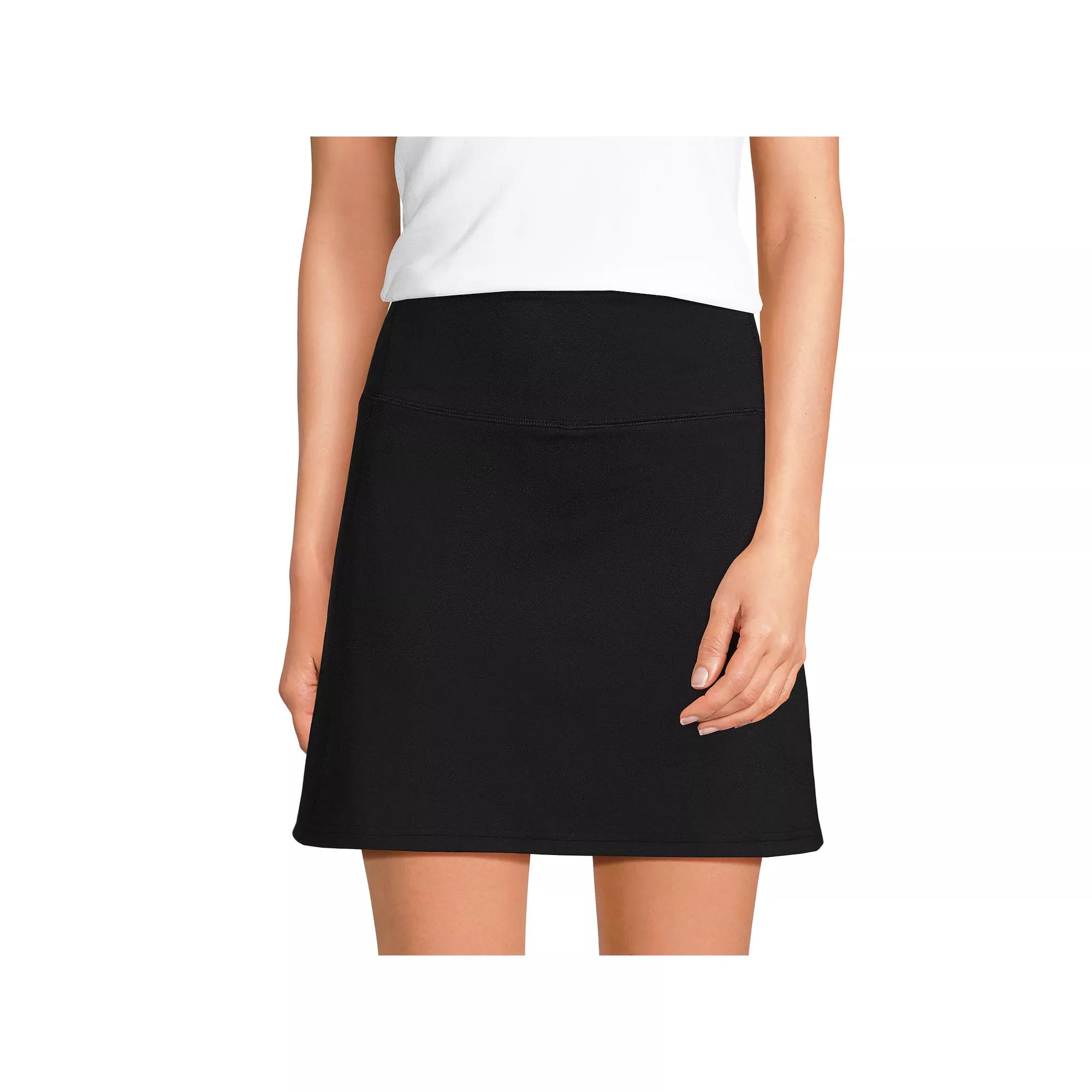 Women's Lands' End Active High-Impact High-Rise Flat Front Skort, Size: Medium, Black Product Image
