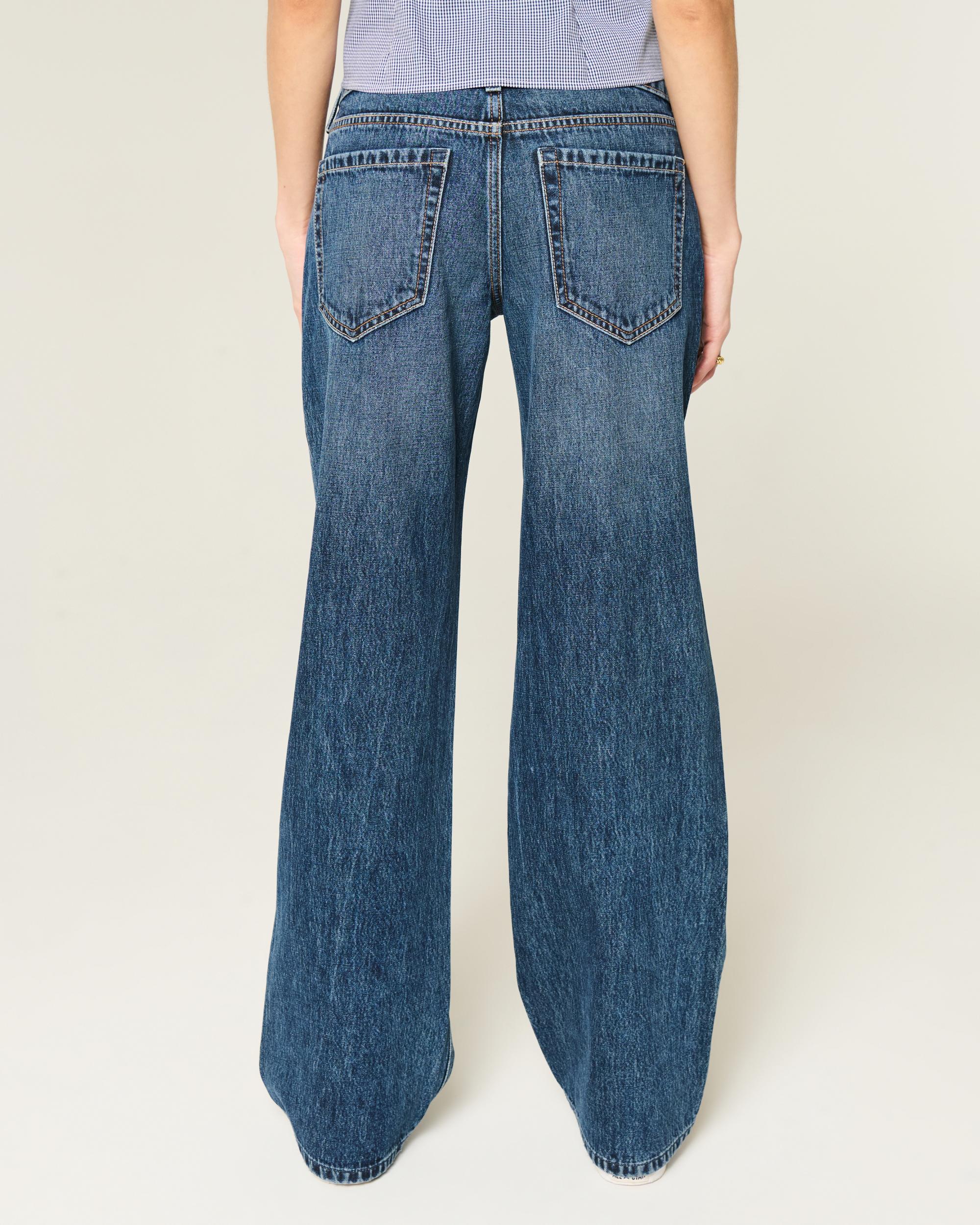 Low-Rise Dark Wash Baggy Jeans Product Image