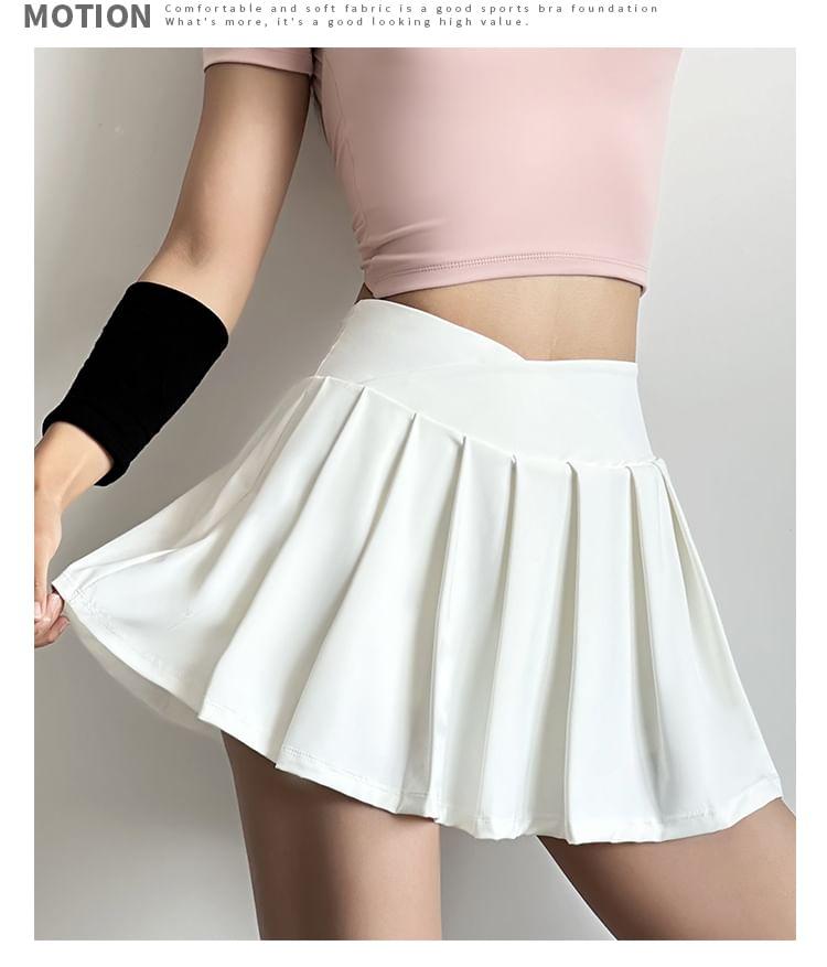 High Waist Sport Plain Pleated Skorts Product Image