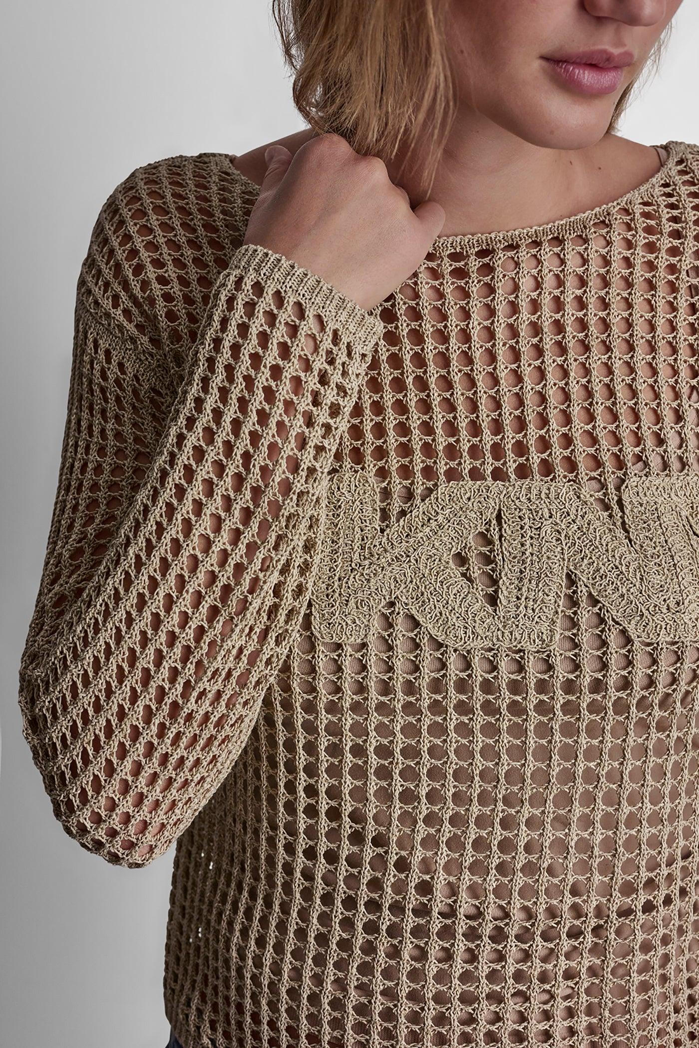 CROCHET OPEN-STITCH LOGO SWEATER Product Image
