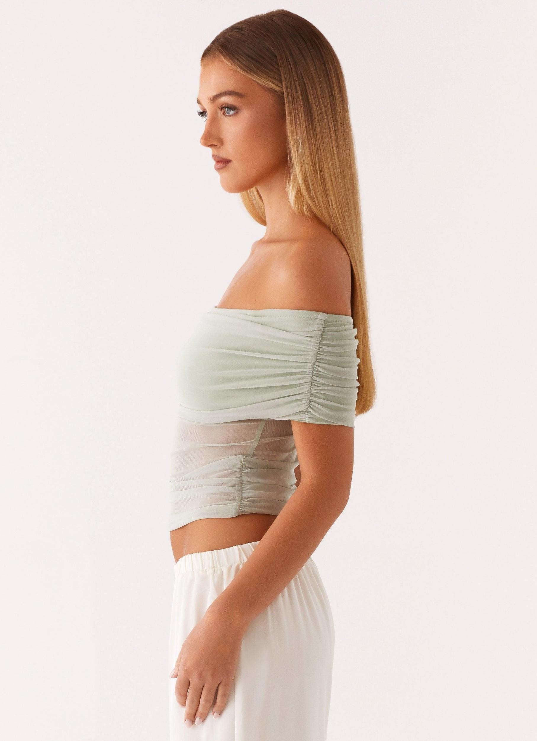 Nelly Off Shoulder Top - Pistachio Product Image