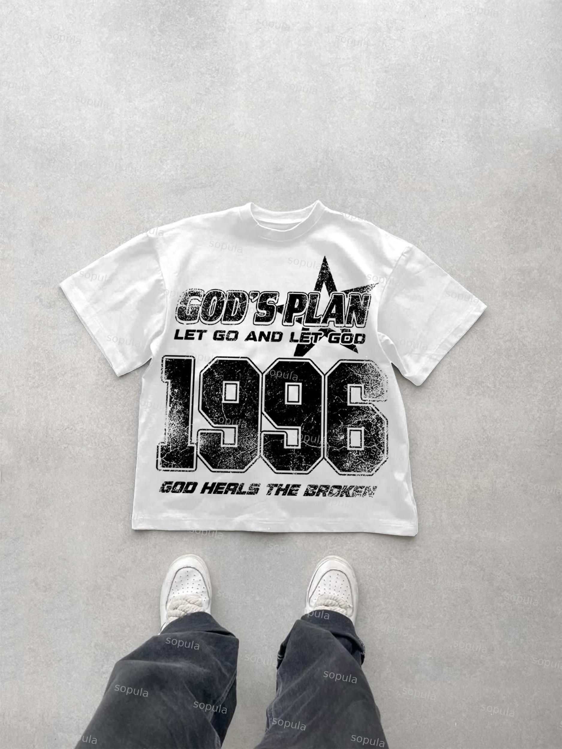 God's Plan 1996 Retro Aged Graphic Cotton T-shirt Product Image