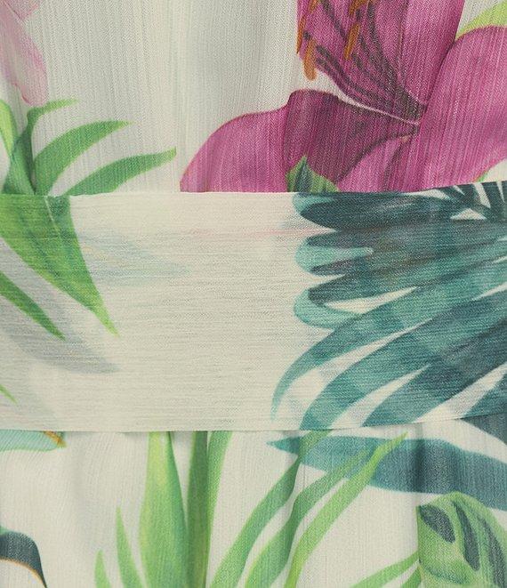 Tommy Bahama Tropical Bliss Crinkle Georgette Surplice V-Neck Sleeveless Ruffle Trim Maxi Dress Product Image