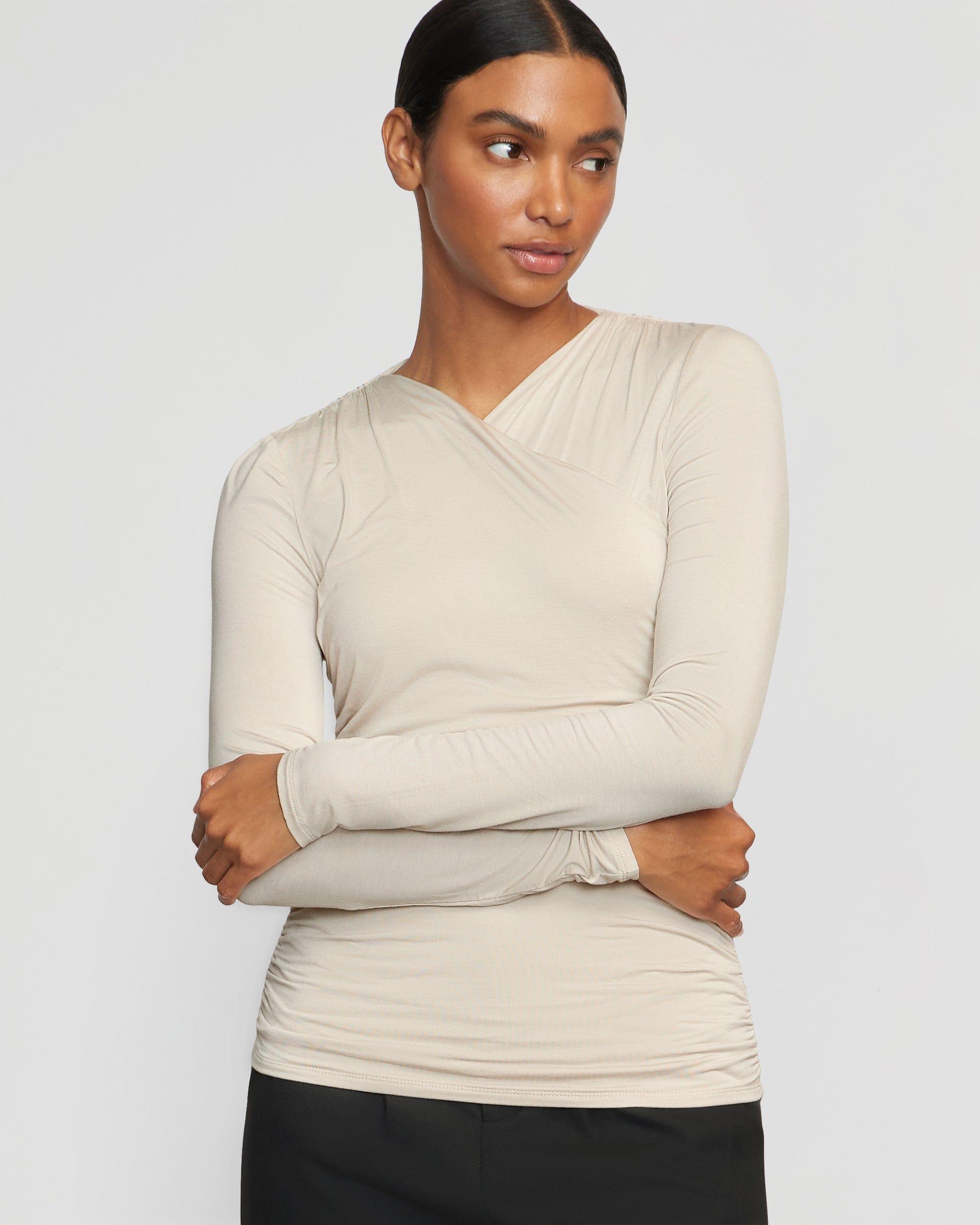 Lilou Wrap-Neck Long-Sleeve Tee Product Image