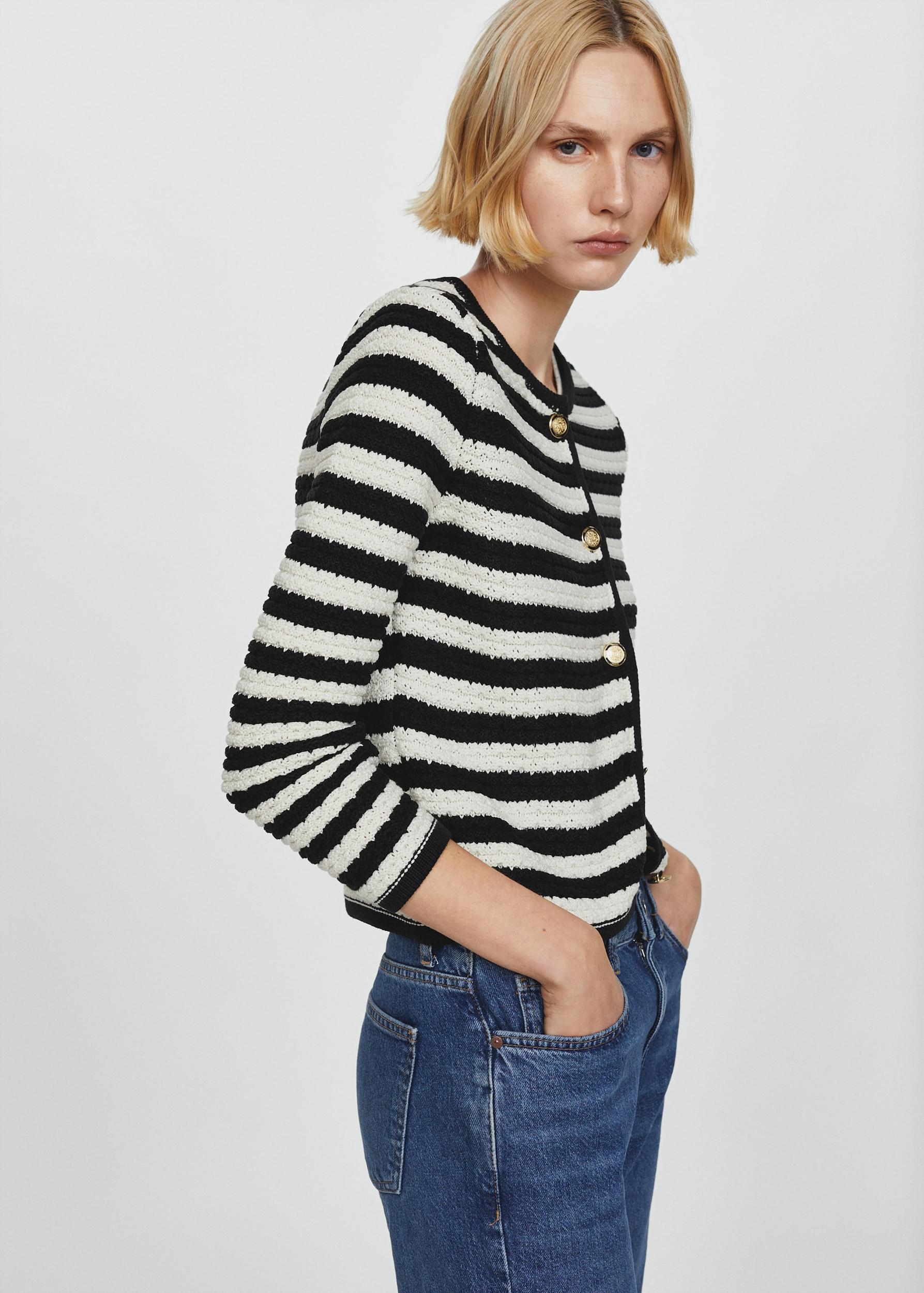 Striped cardigan with jewel buttons - Women | MANGO USA Product Image