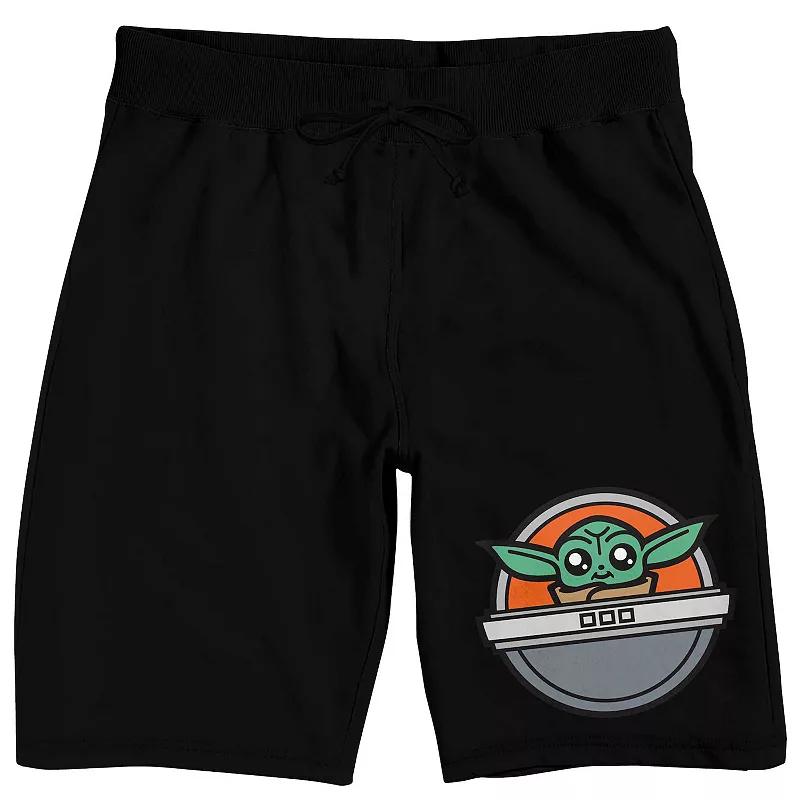 Men's The Mandalorian Grogu Star Wars Logo Sleep Shorts, Size: Small, Black Product Image
