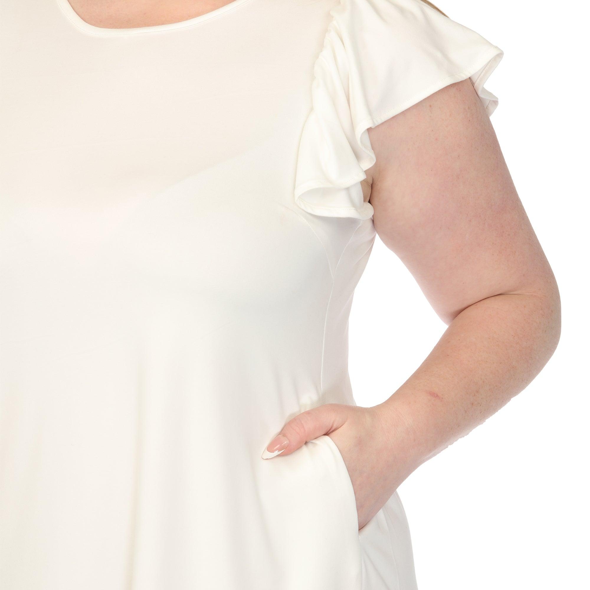 Women's  Crew Neck Ruffle Sleeve Dress Product Image