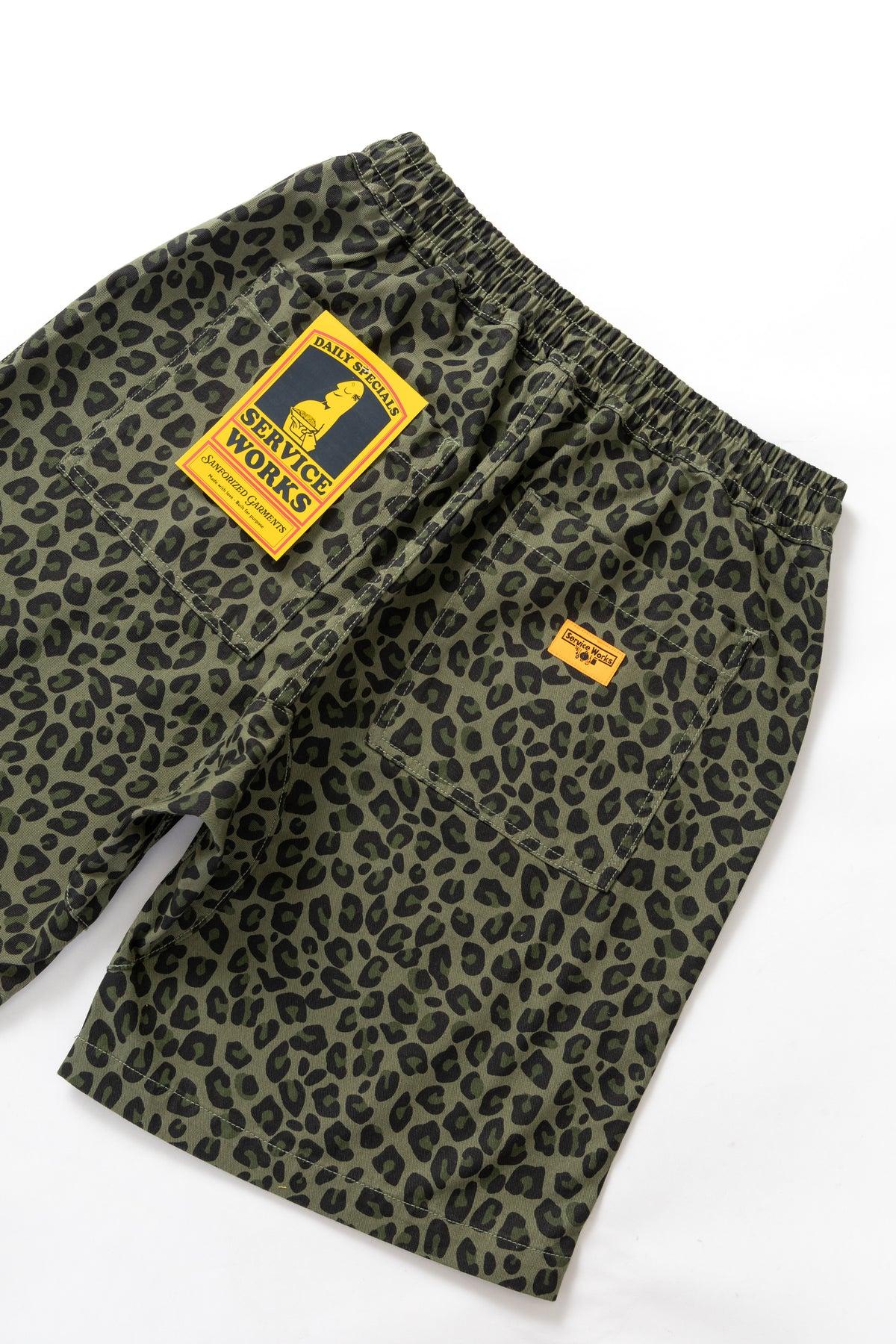 Patterned Chef Shorts - Green Leopard Product Image
