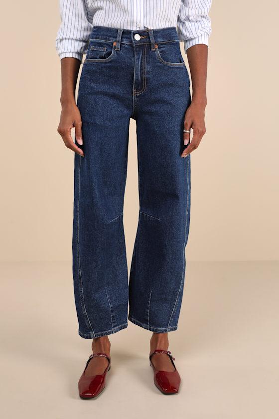 The Franklin Dark Wash High-Rise Barrel Jeans Product Image