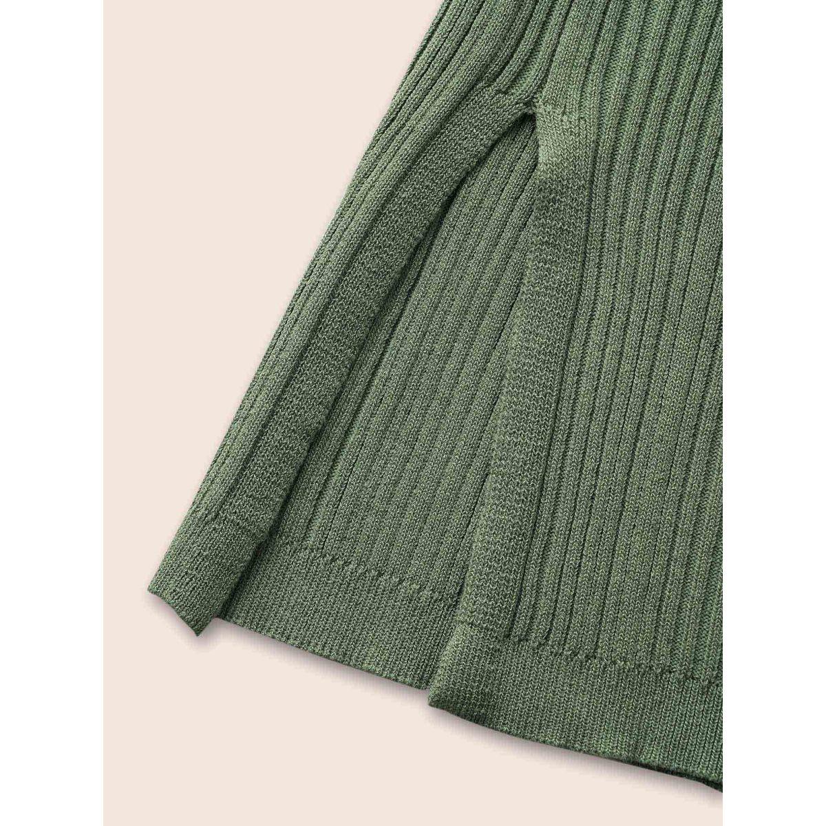 Plus Size Plain Textured Split Hem Patch Pocket Cardigan Greenbean Women Casual Loose Long Sleeve Everyday Cardigans BloomChic 22-24/3X Product Image