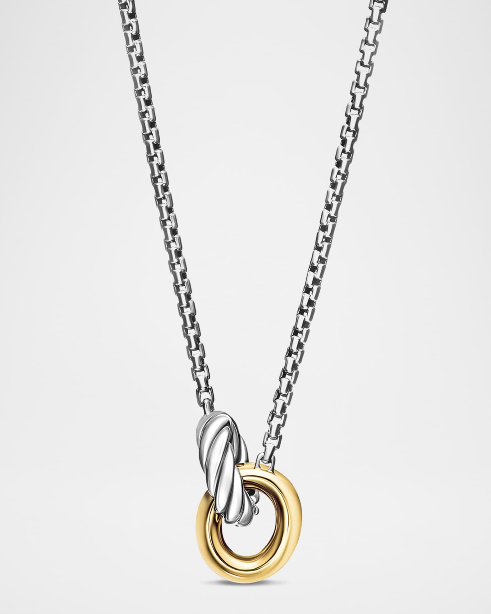 Chatelaine Cushion Pendant Necklace with Gemstone and Diamonds in Silver, 8mm, 16-18"L Product Image