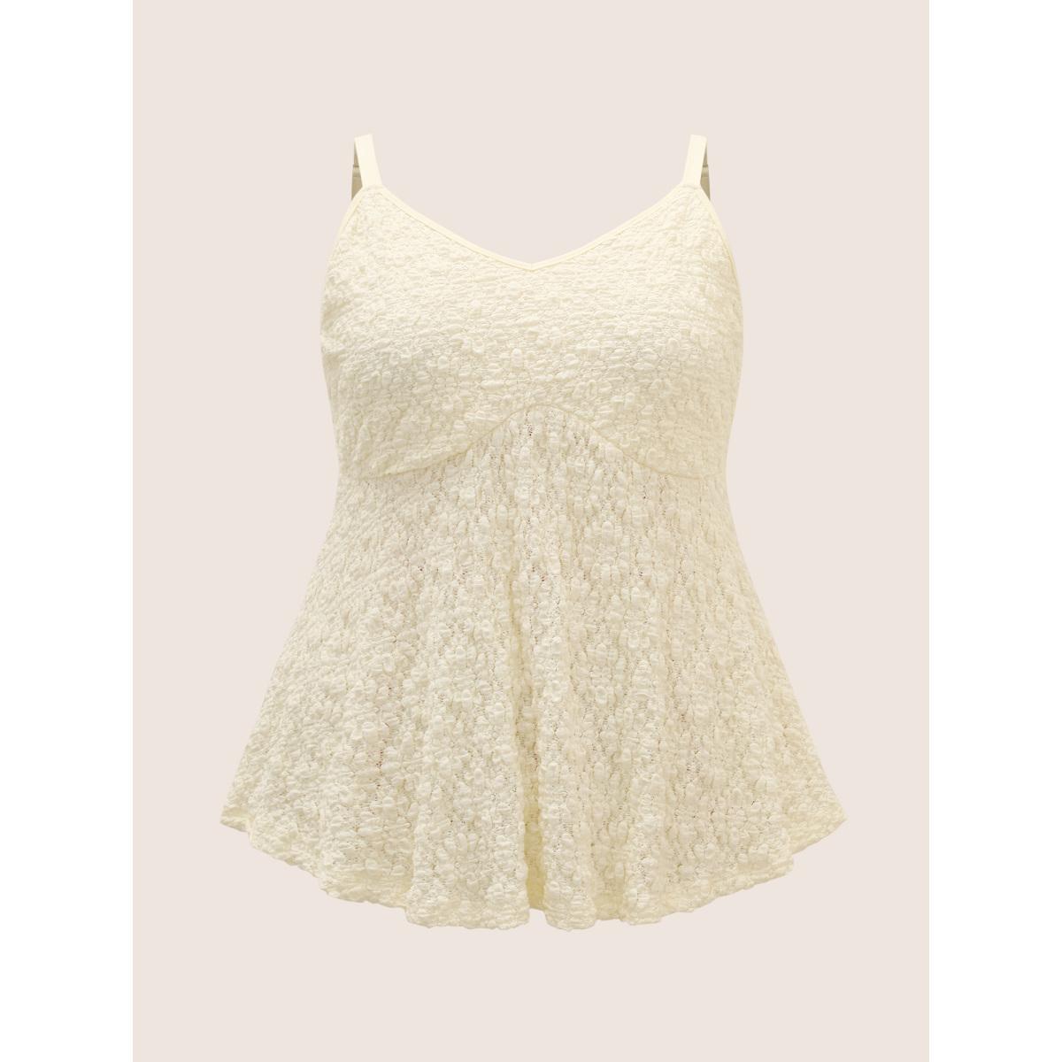 Plus Size Solid Textured Ruffle Hem Cami Top Women Beige Elegant Texture Strapless Everyday Tank Tops Camis BloomChic 28/5X Product Image