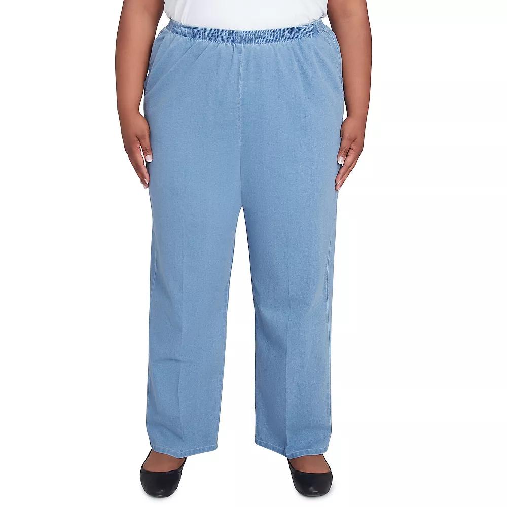 Plus Size Alfred Dunner Elastic Waist Medium Length Denim Pants, Women's, Size: 22 W, Medium Blue Product Image