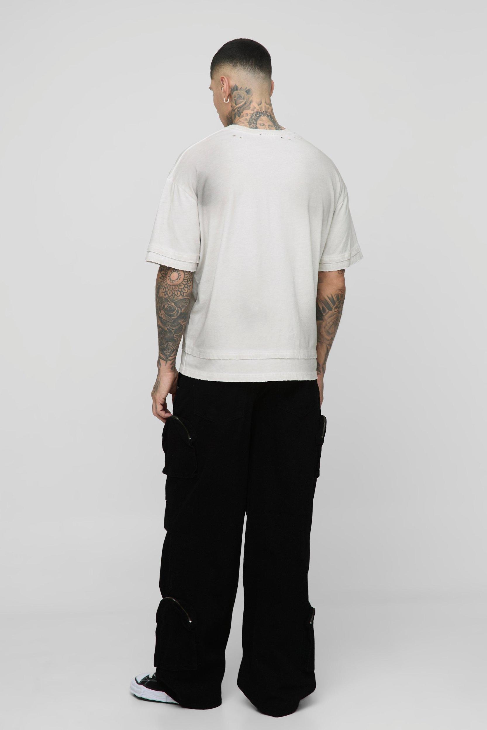 Tall Extreme Cargo Eyelet Detail Baggy Jeans | boohooMAN USA Product Image