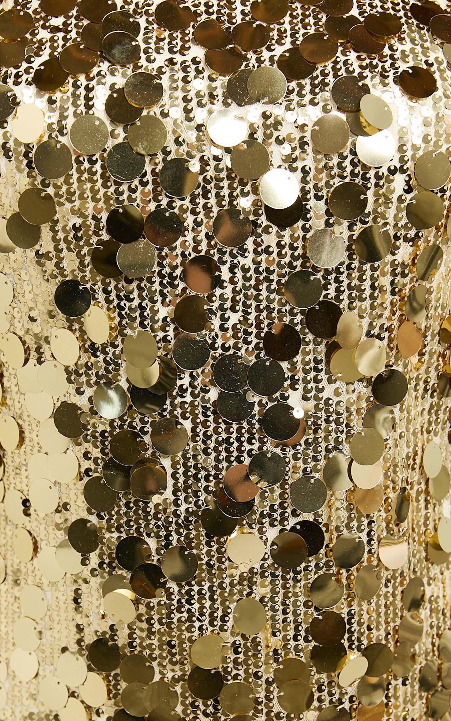 Tracy Mini Dress - Disc Sequin Shift Dress in Gold Product Image